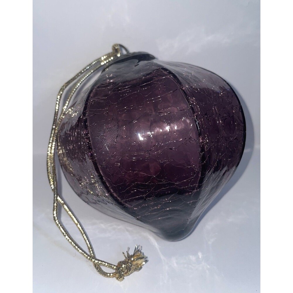 Amethyst Crackle Glass Jumbo Kugel Onion Ornament Large Heavy